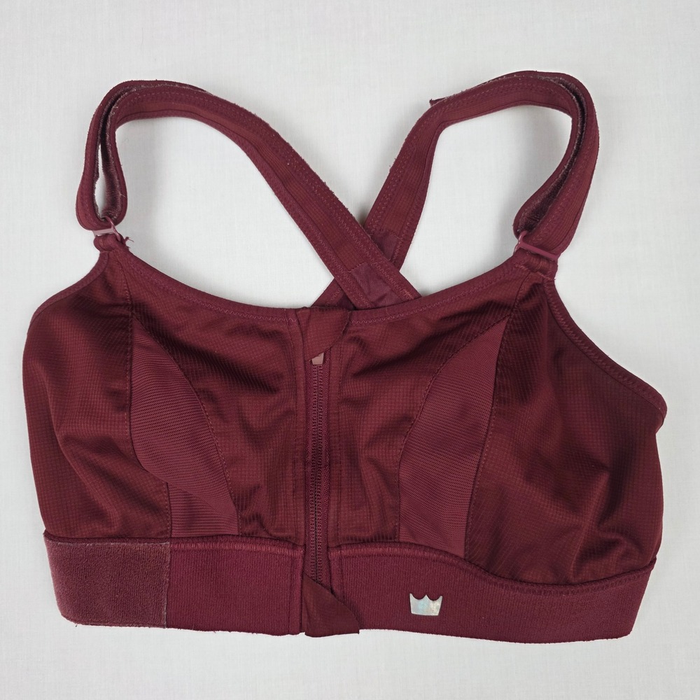 SHEFIT Ultimate High Impact Sports Bra Medium Burgundy Women Front Zip Maroon